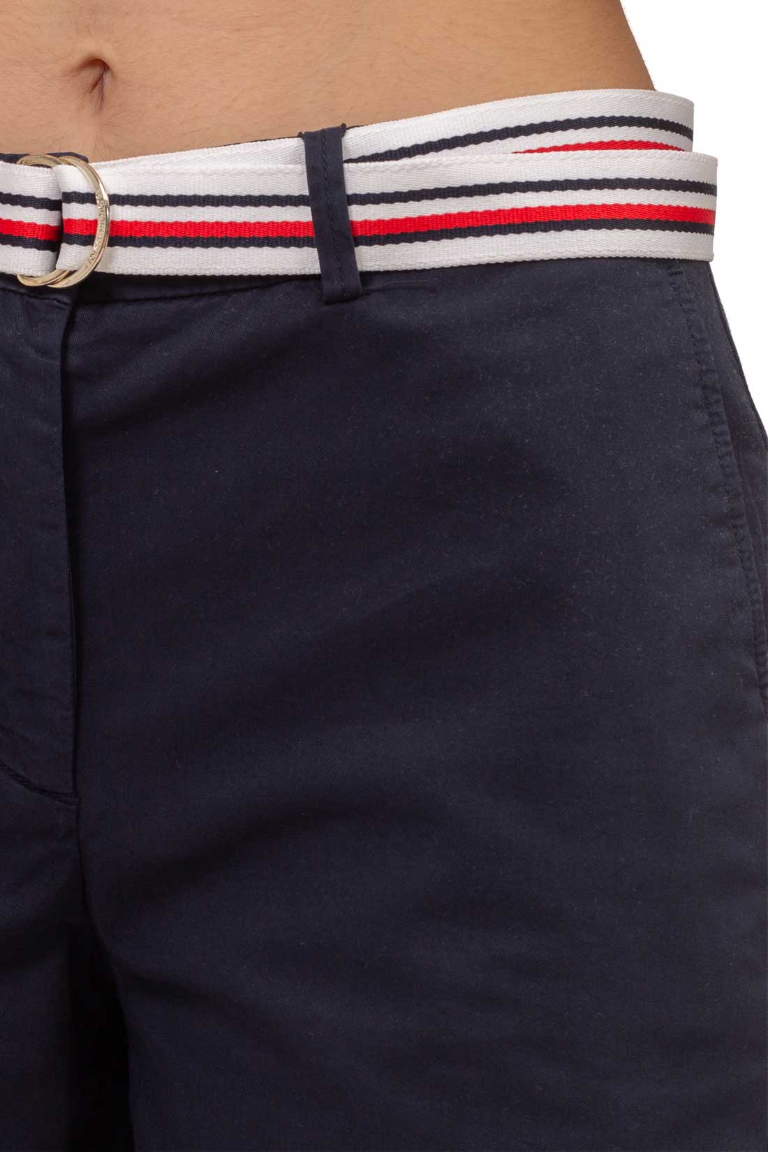 Women's lemon yellow chino shorts with signature adjustable belt and classic five pocket design. — view 24
