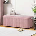 Artiss pink velvet storage ottoman and blanket box with lifted lid showing internal space