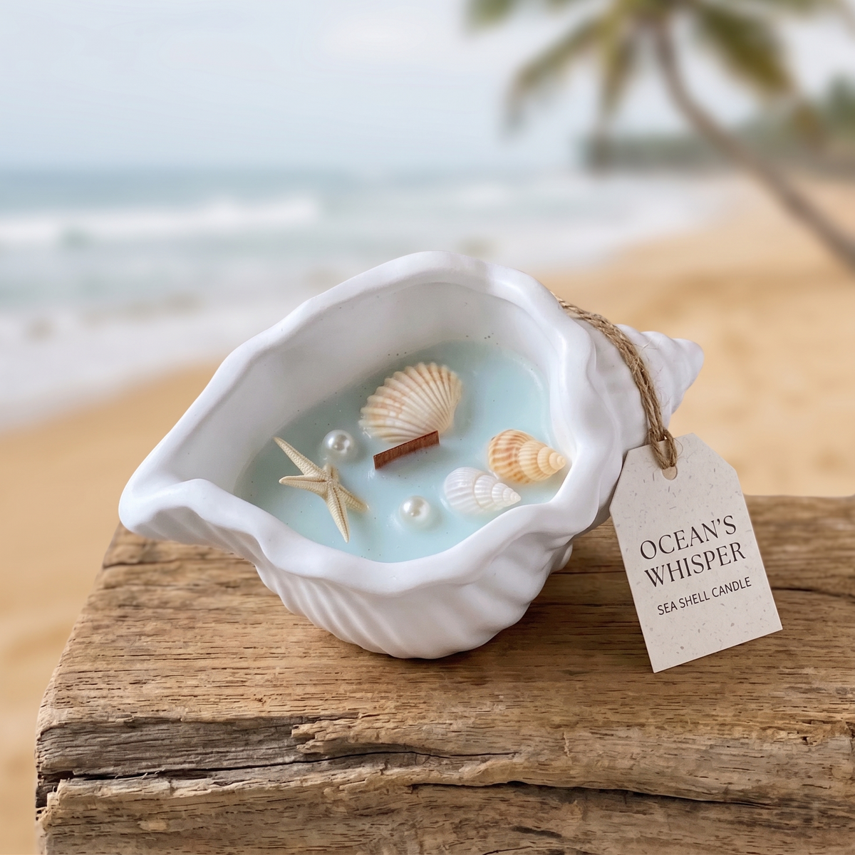 Ocean's Whisper Sea Shell Candle | Jesmonite Vessel-0