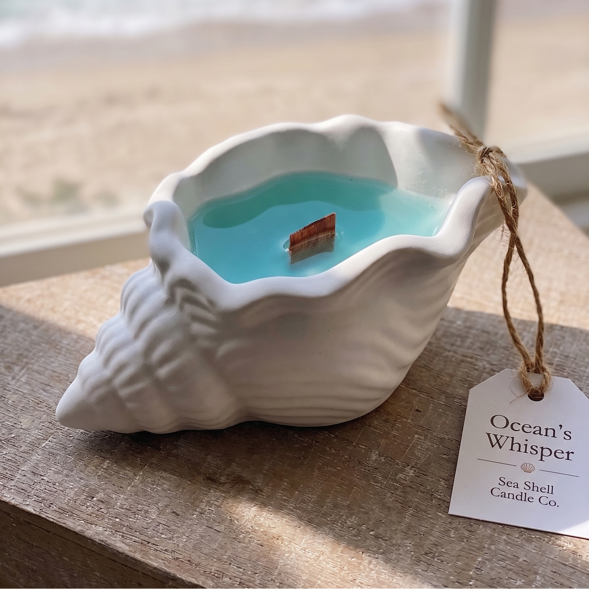 Ocean's Whisper Sea Shell Candle | Jesmonite Vessel-2