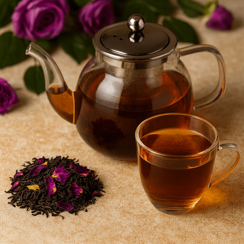 Premium Earl Grey loose leaf tea blend featuring dried rose petals and orange peel — view 4