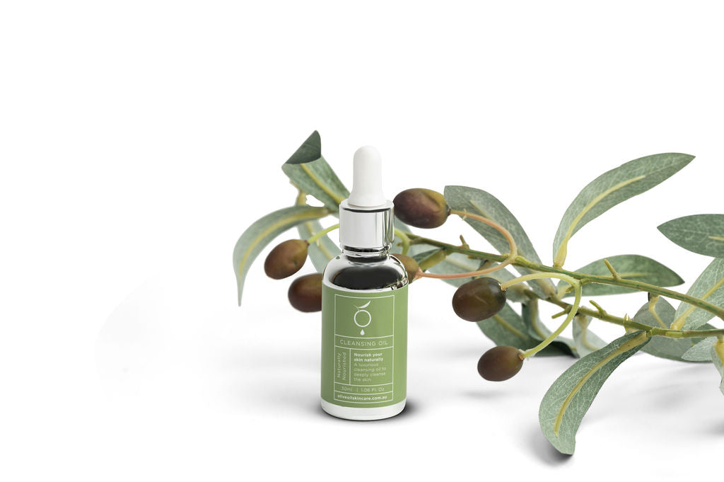 30ml bottle of naturally nourished facial cleansing oil with olive and essential oils
