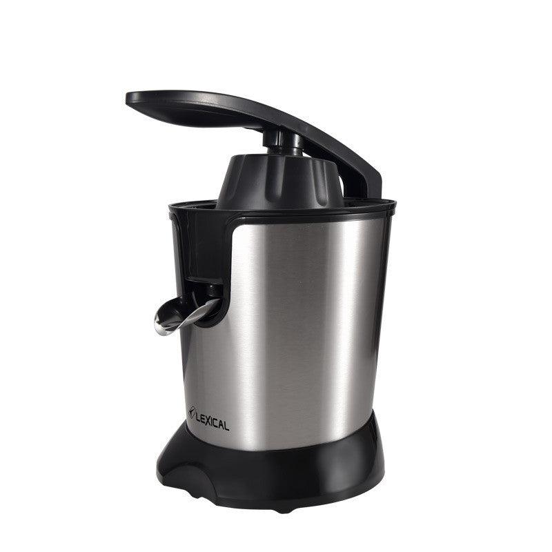 Electric orange juicer machine featuring durable stainless steel construction and wide fruit feeding port — view 2