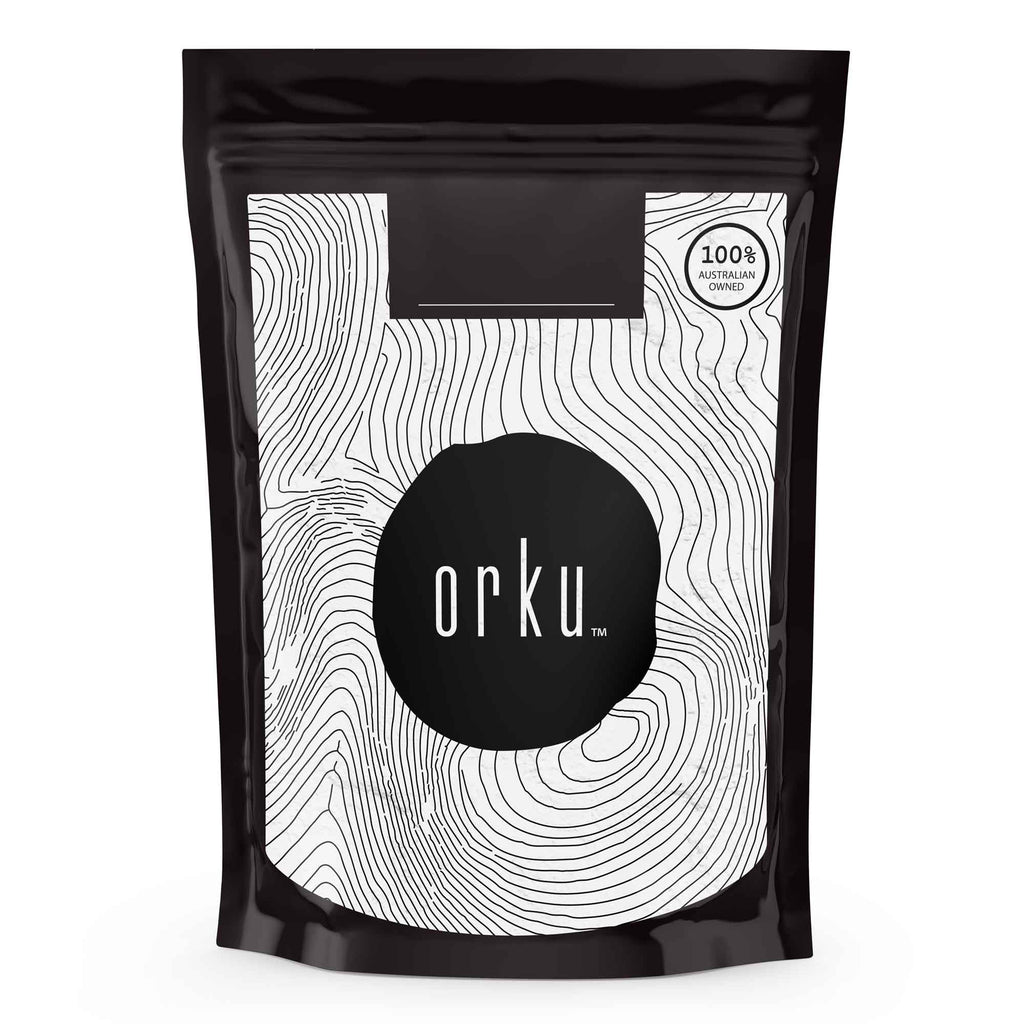 Unflavoured micronised creatine monohydrate white powder in a re-sealable pouch for sports nutrition and fitness.