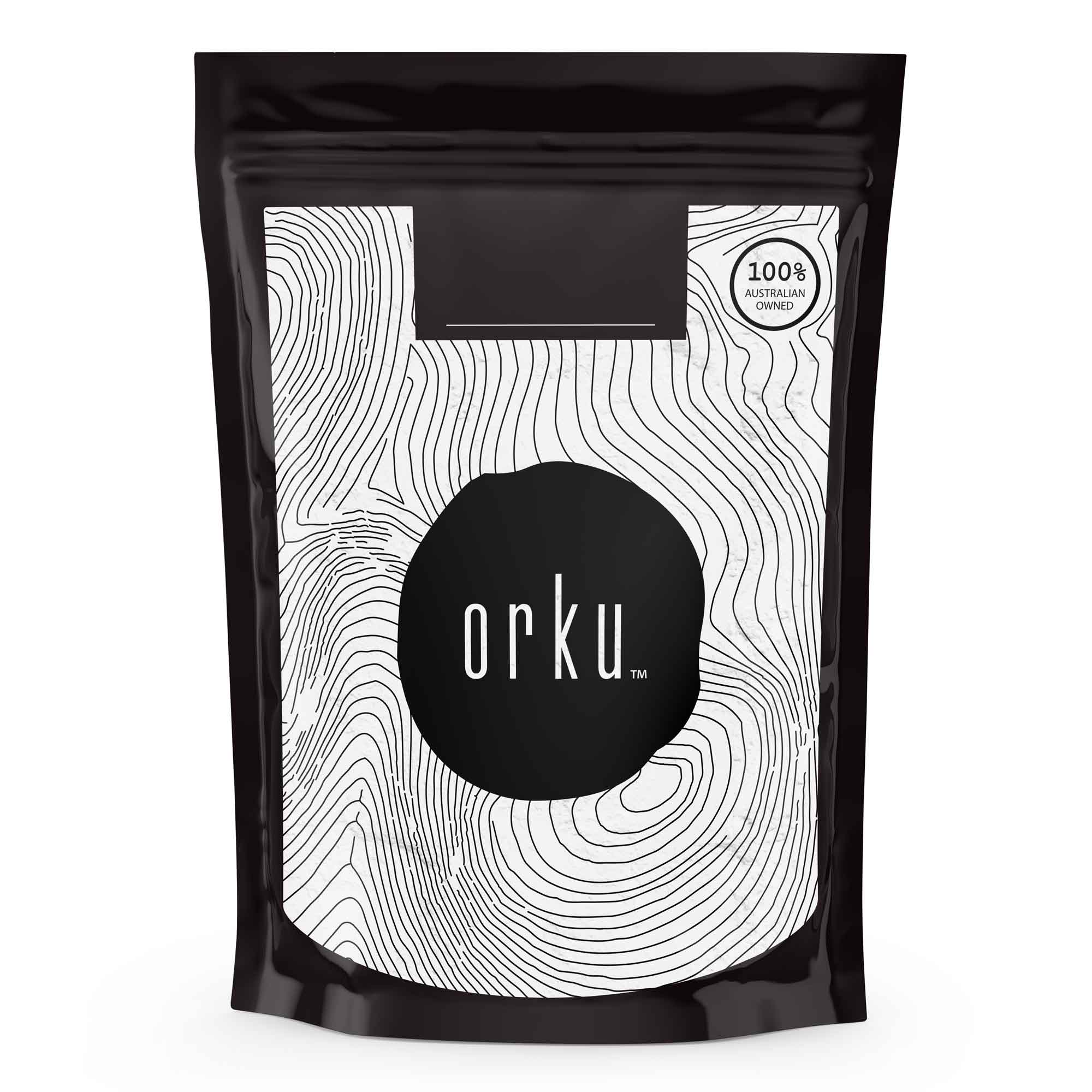 Unflavoured micronised creatine monohydrate white powder in a re-sealable pouch for sports nutrition and fitness.