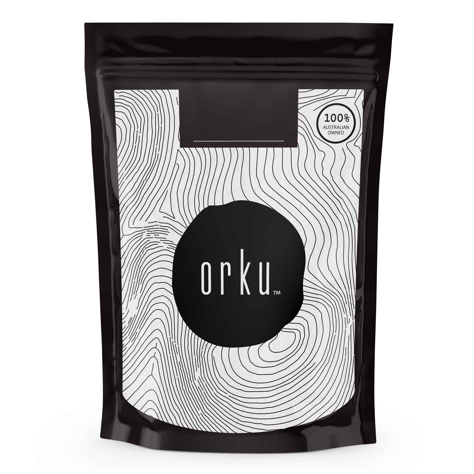 Orku xylitol crystal powder natural sugar substitute in a 100g resealable packaging pouch