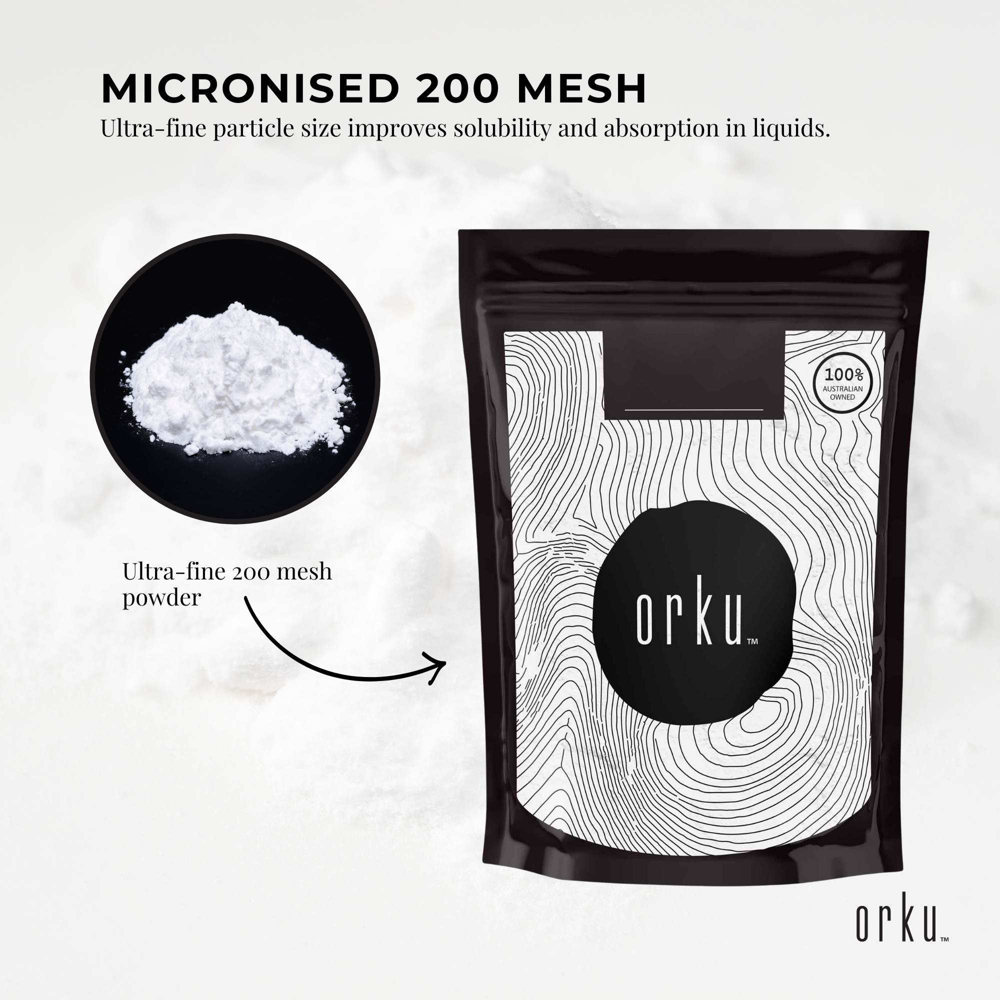 400g pouch of unflavoured pure micronised creatine monohydrate powder for sports and fitness nutrition — view 4