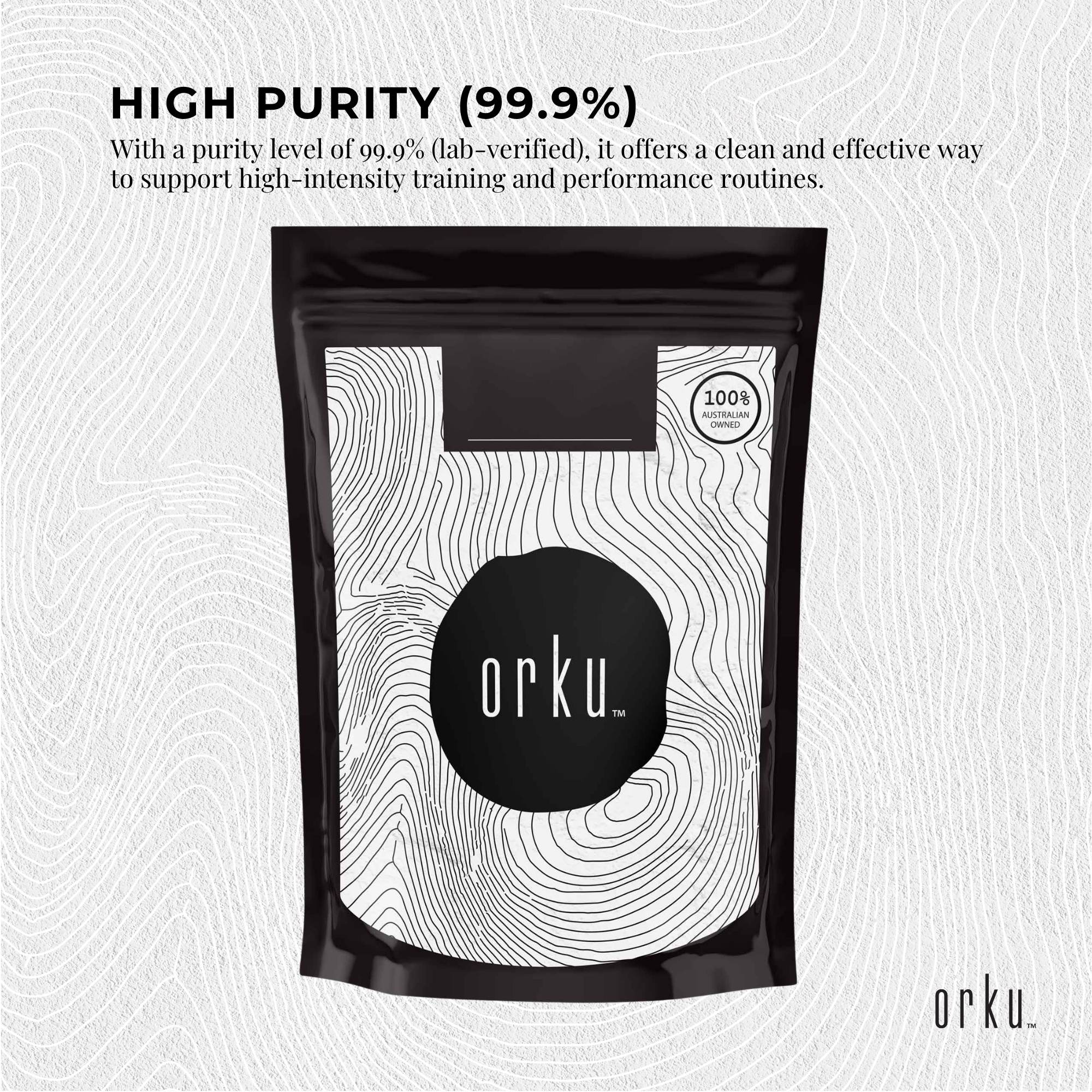 Pure unflavoured creatine powder in a white resealable pouch for daily sports and fitness routines — view 3