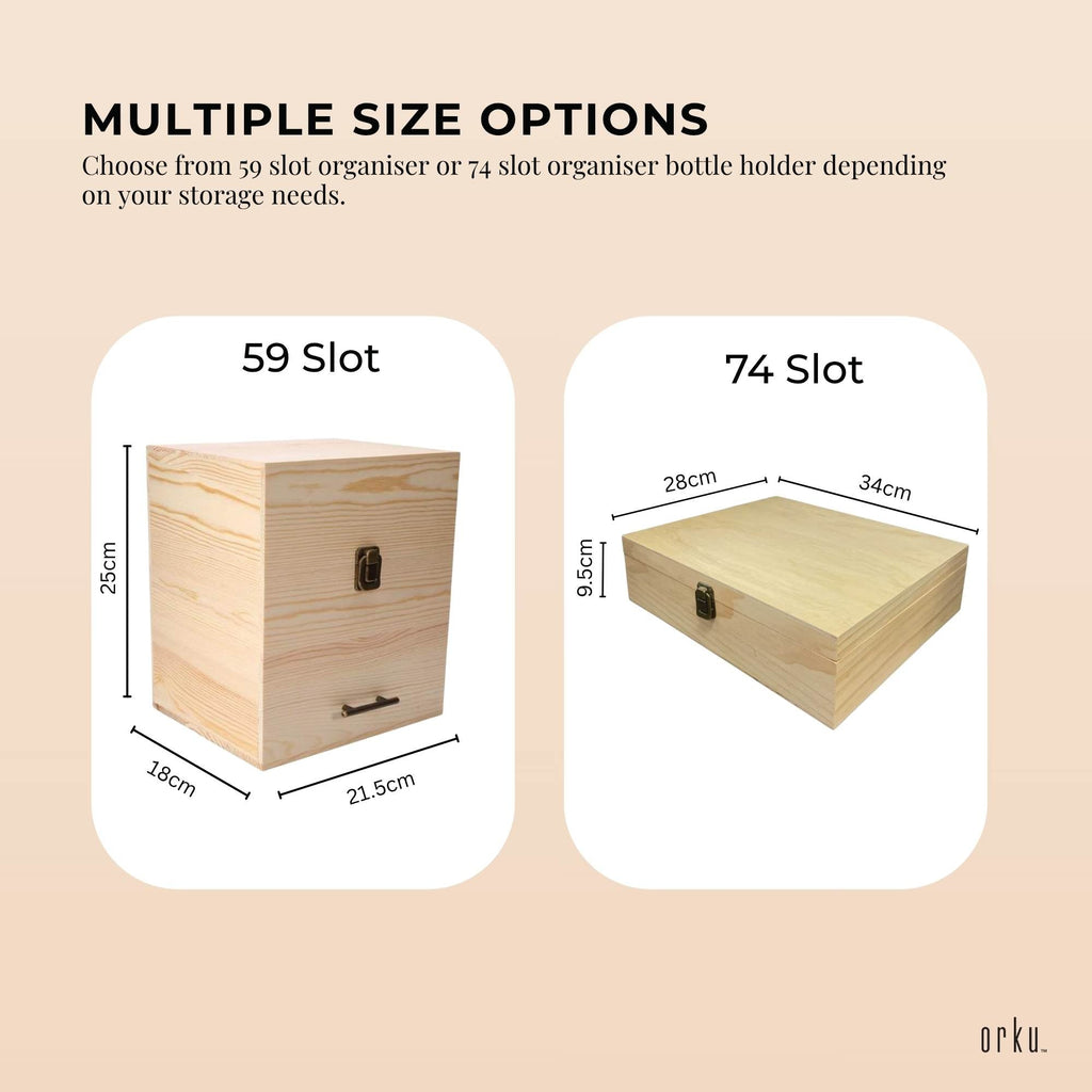 Essential oil storage box in natural pine wood with internal bottle divider slots. — view 3