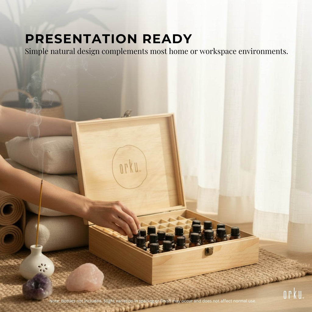 Essential oil storage box in natural pine wood with internal bottle divider slots. — view 5