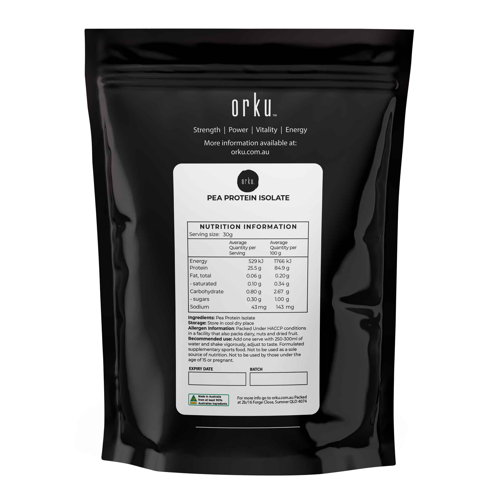 Orku fine yellow pea protein isolate powder in a convenient resealable pouch packaging — view 3