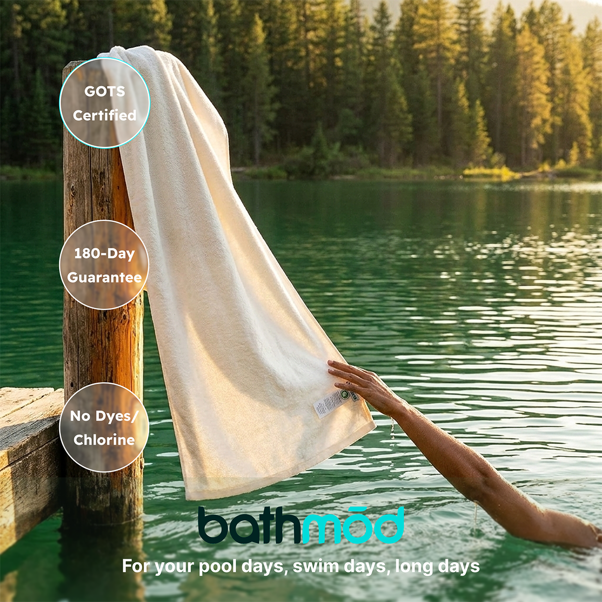 Luxury organic bath sheets in natural white, folded two-pack made of plush Turkish cotton. — view 4