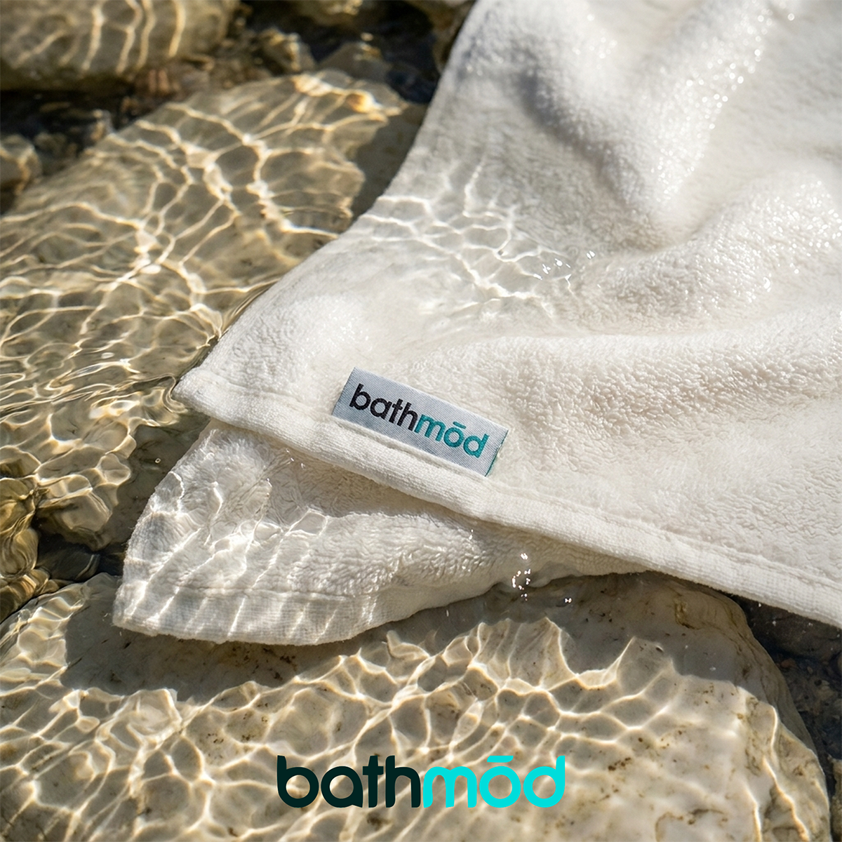 Luxury organic bath sheets in natural white, folded two-pack made of plush Turkish cotton. — view 5