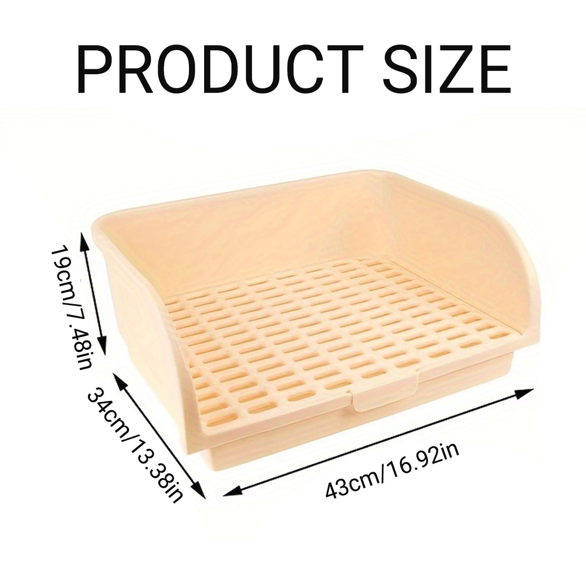 Large corner rabbit litter box in plastic with removable mesh grid and high splash walls — view 3