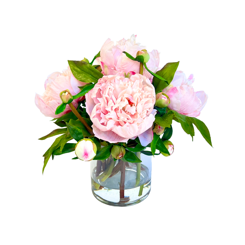 Real touch peony arrangement in vase - 10"-4