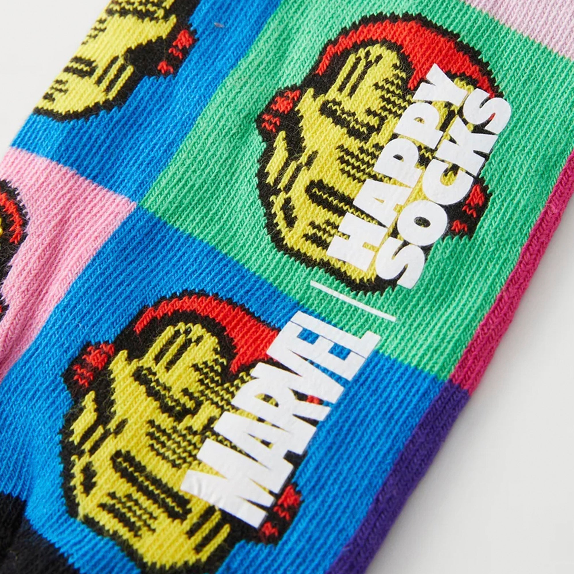 Mens Marvel Iron Man novelty crew socks featuring classic comic panels and red superhero helmet. — view 4