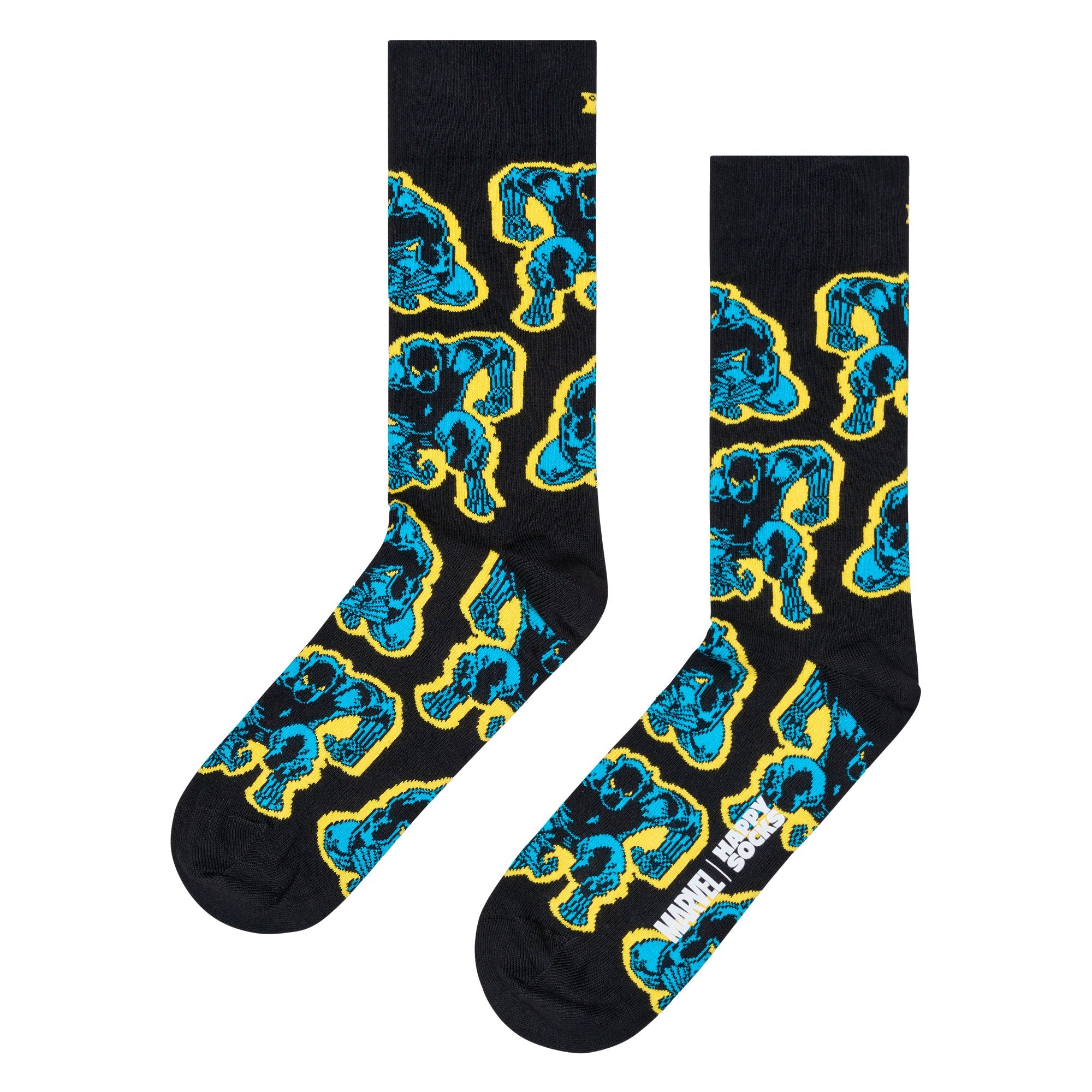 Mens Marvel Black Panther crew socks made of organic cotton featuring black superhero design elements