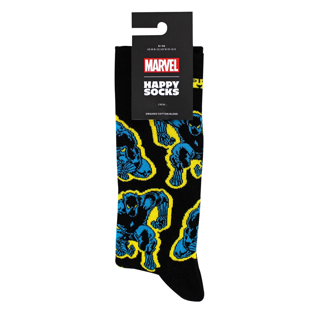 Mens Marvel Black Panther crew socks made of organic cotton featuring black superhero design elements — view 2
