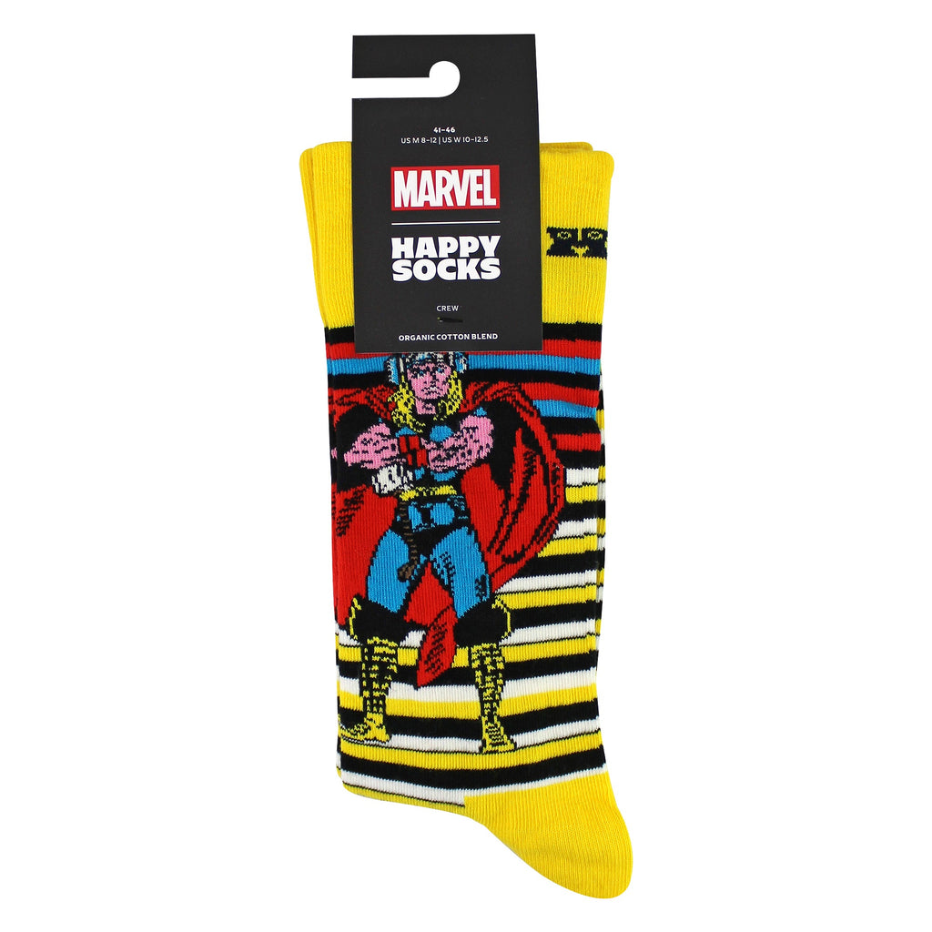 Mens Marvel Thor novelty crew socks in organic cotton featuring a bold superhero graphic design. — view 2