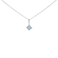 Sterling Silver Blue Topaz and White Sapphire Square Motif Pendant Necklace 18 Inch-0