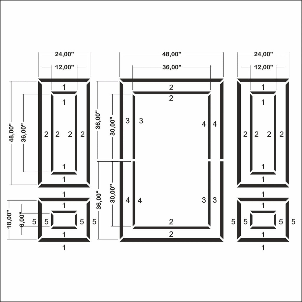 Wall Moulding Kit - 3 Upper & 2 Bottom Frames | Easy Installation-2