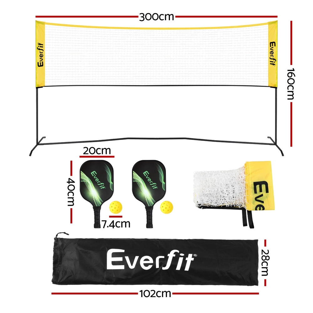 Everfit 10ft portable multi-sport net system with pickleball paddles and carrying bag — view 2