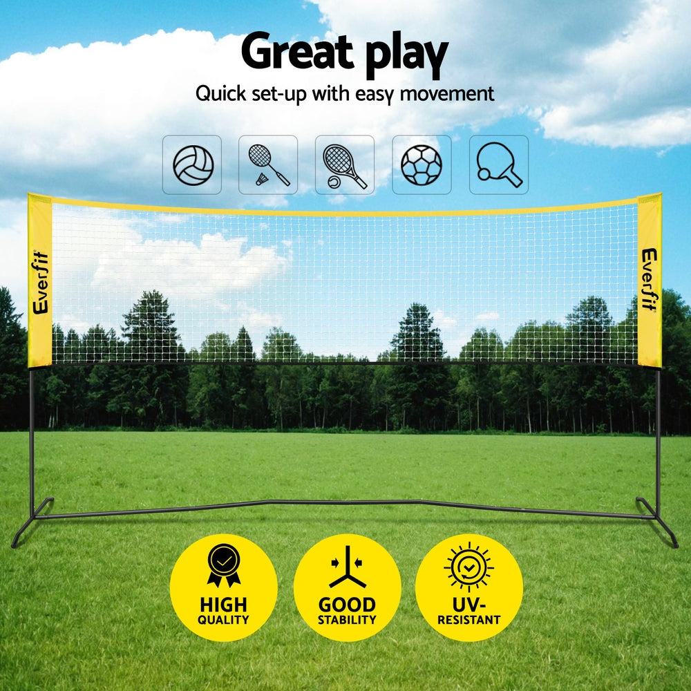 Everfit 10ft portable multi-sport net system with pickleball paddles and carrying bag — view 4