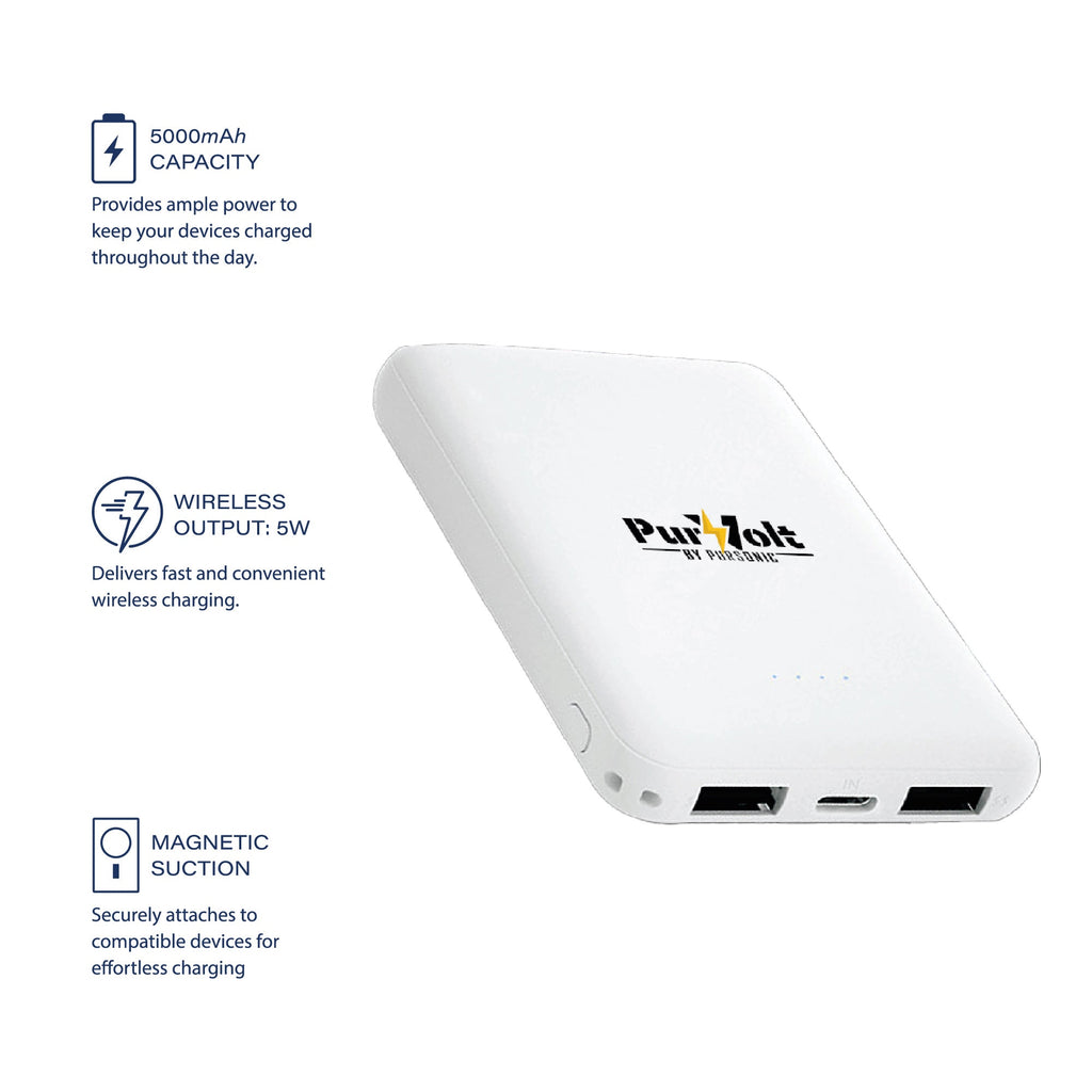 Pursonic ultra-compact 5000mAh wireless portable power bank charging pad for smartphones and travel — view 2