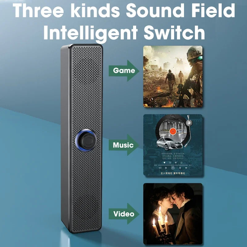 Wired PC soundbar speaker featuring a sleek design with USB connection for desktop audio setups — view 4