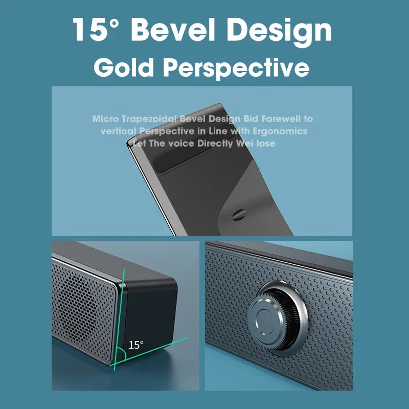 Wired PC soundbar speaker featuring a sleek design with USB connection for desktop audio setups — view 5