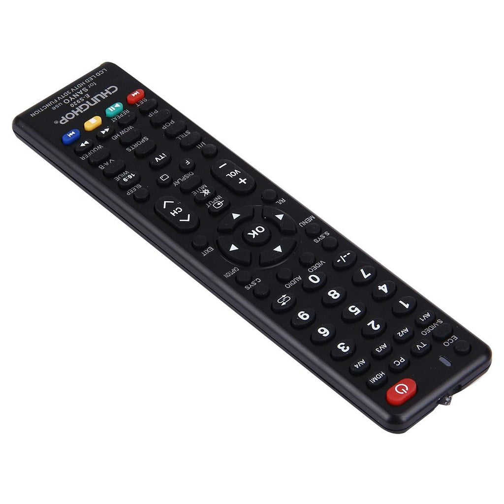NNEIDS universal TV remote control for Sanyo televisions, featuring black casing and standard button layout. — view 3