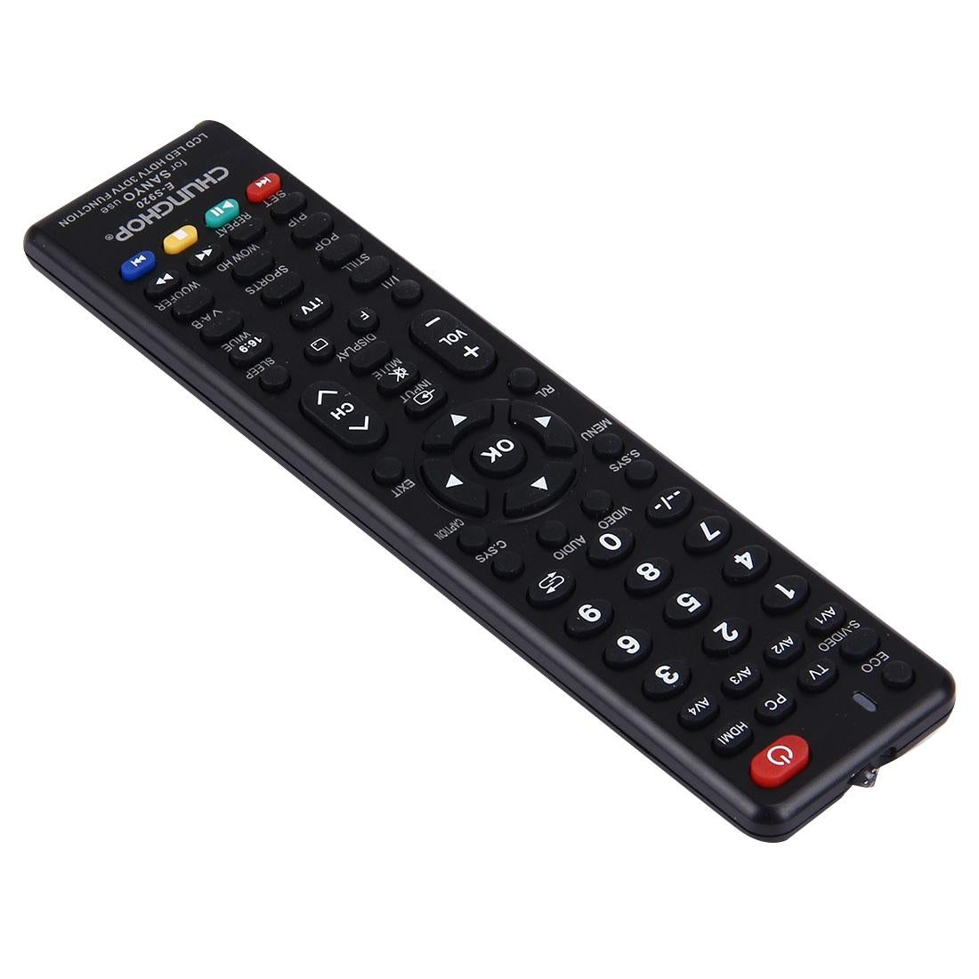 NNEIDS universal TV remote control for Sanyo televisions, featuring black casing and standard button layout. — view 3