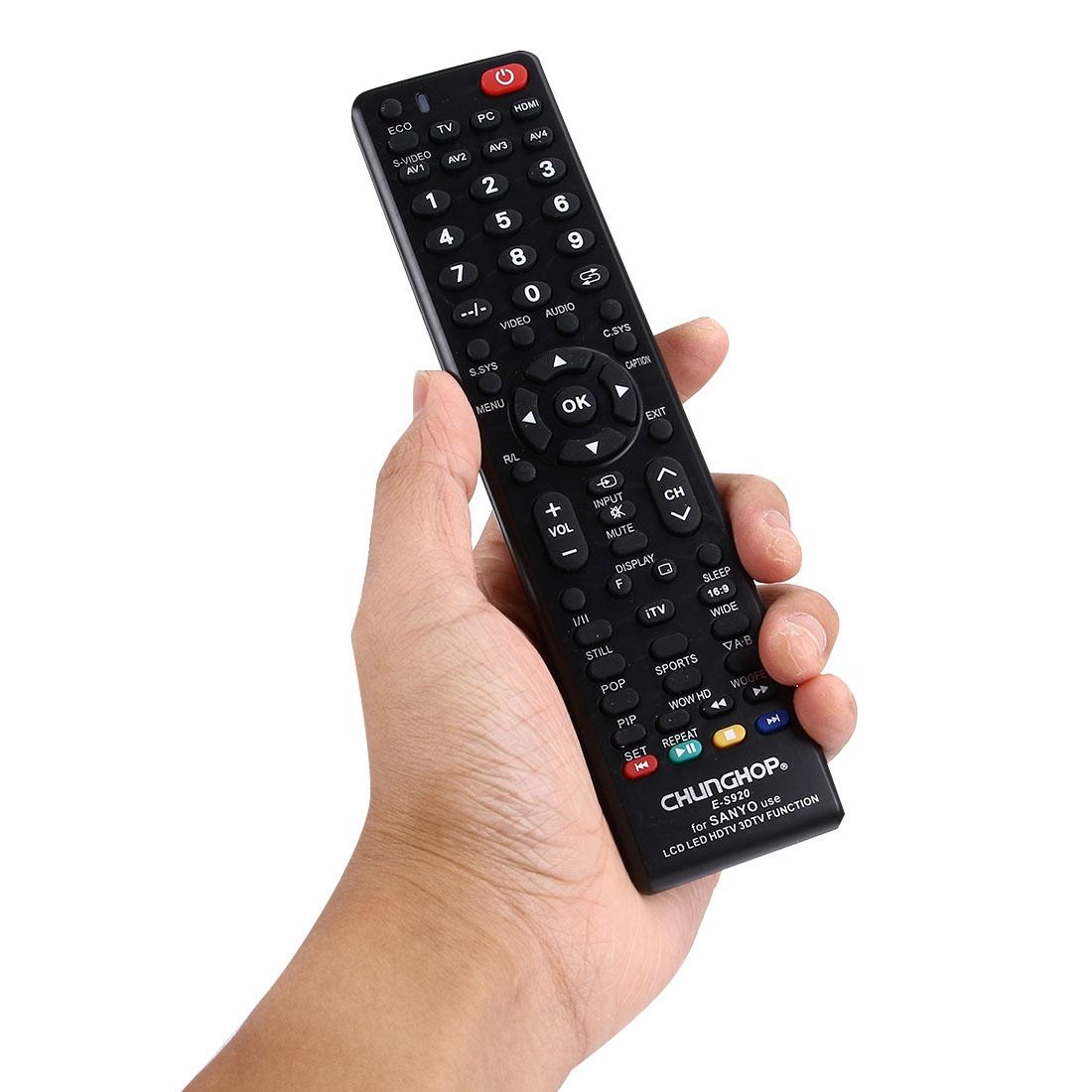 NNEIDS universal TV remote control for Sanyo televisions, featuring black casing and standard button layout. — view 5