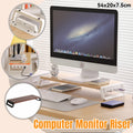 Wooden computer monitor stand riser with built-in four port USB hub and smooth rounded corners