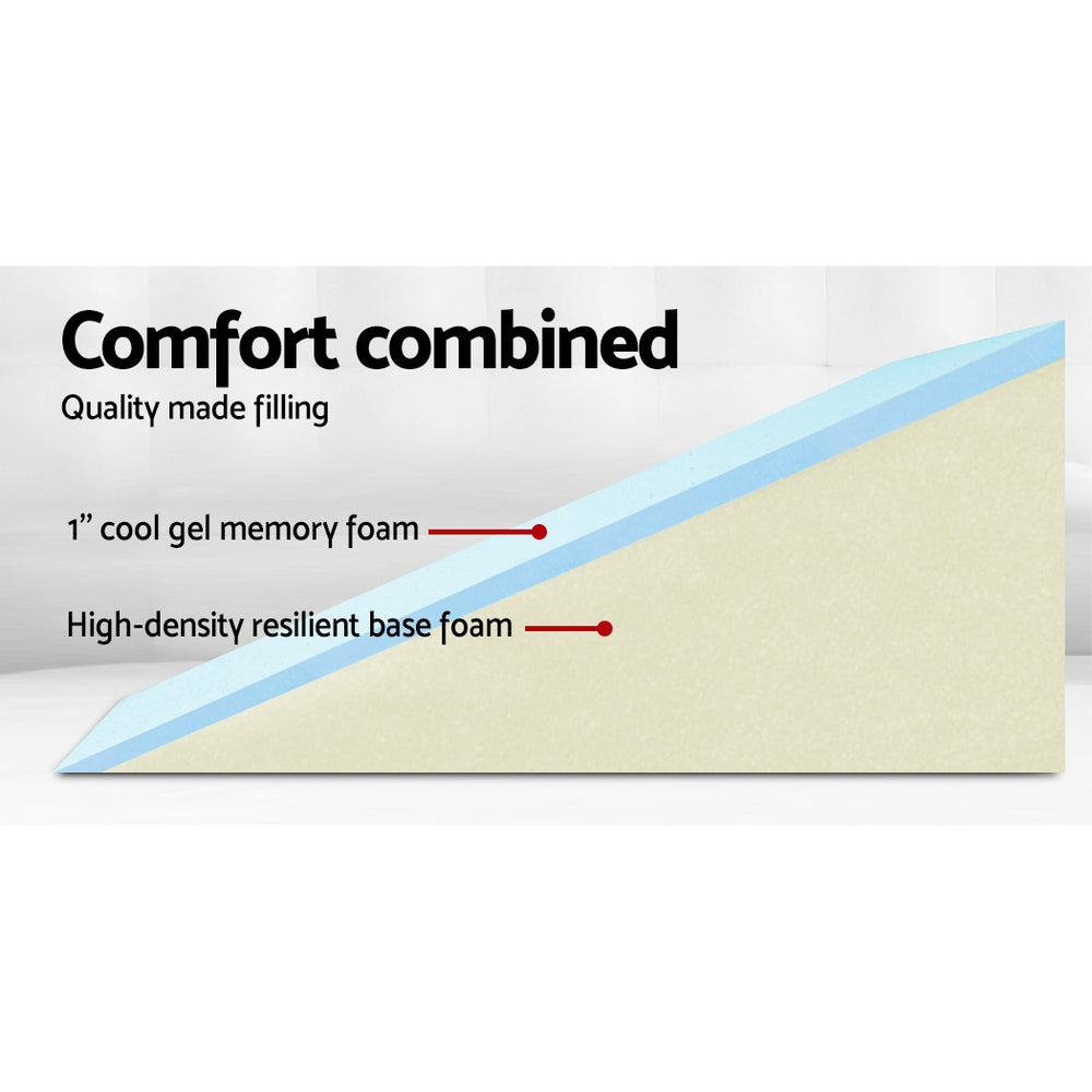 Cooling memory foam bed wedge pillow in white and blue with a zippered waterproof cover — view 4