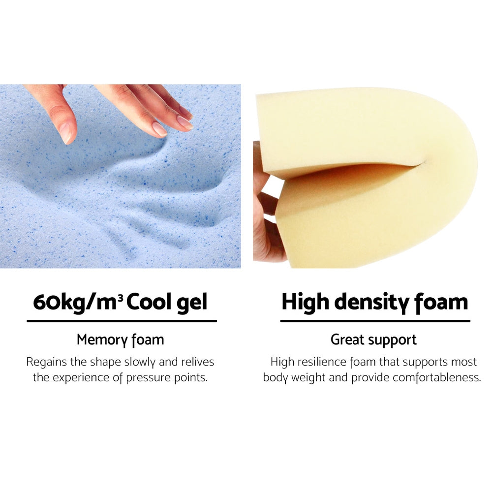 Cooling memory foam bed wedge pillow in white and blue with a zippered waterproof cover — view 5
