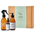 Plant spa gift set featuring neem oil protector and leaf cleanser soap in eco-friendly bottles