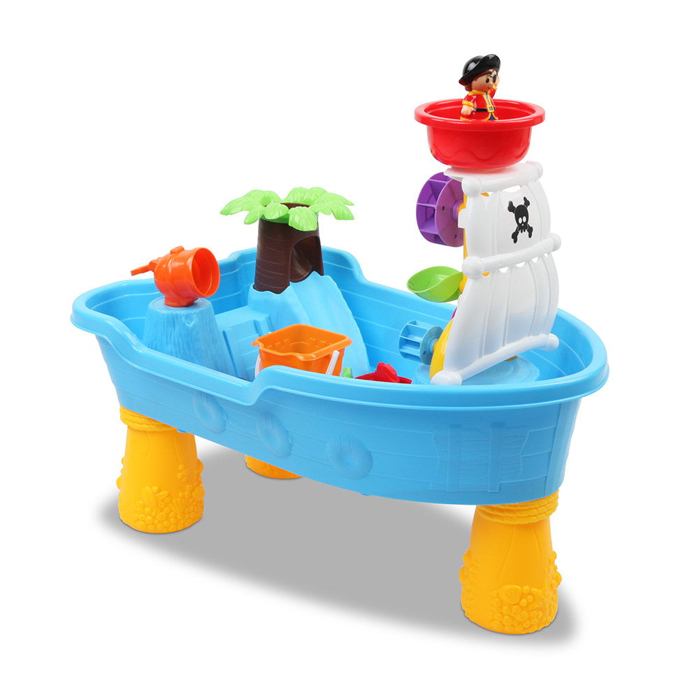 Keezi kids pirate ship sand and water table play set with colourful accessories
