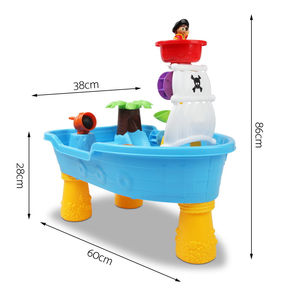 Keezi kids pirate ship sand and water table play set with colourful accessories — view 2