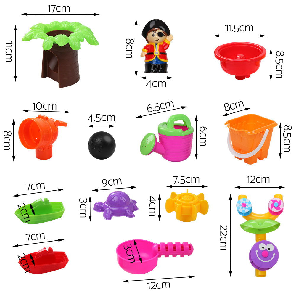 Keezi kids pirate ship sand and water table play set with colourful accessories — view 3