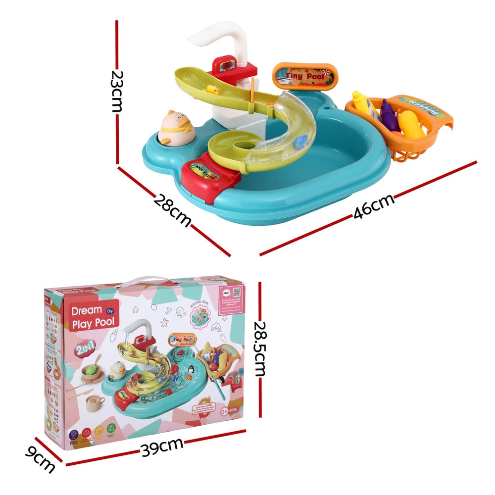 Keezi multicolour pretend play kitchen sink and floating fishing toy set with accessories — view 3