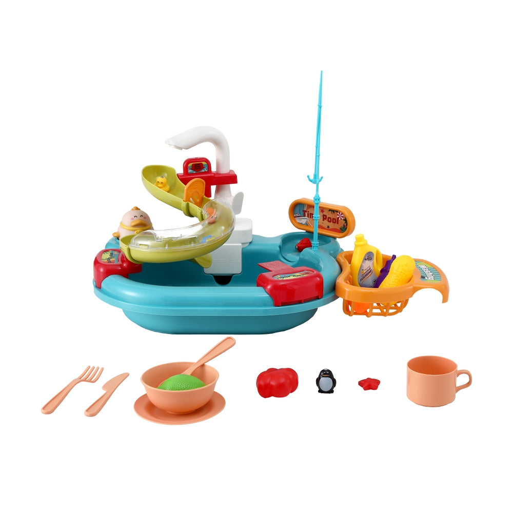 Keezi multicolour pretend play kitchen sink and floating fishing toy set with accessories — view 4