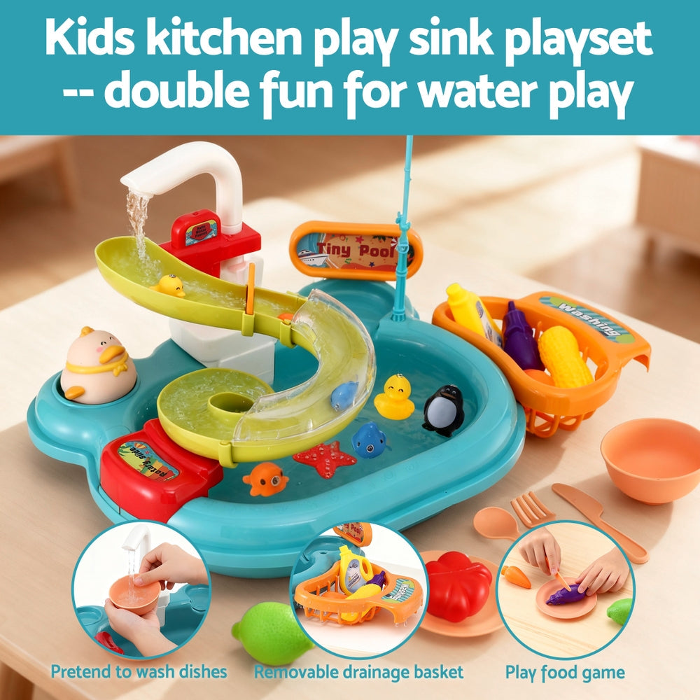 Keezi multicolour pretend play kitchen sink and floating fishing toy set with accessories — view 5