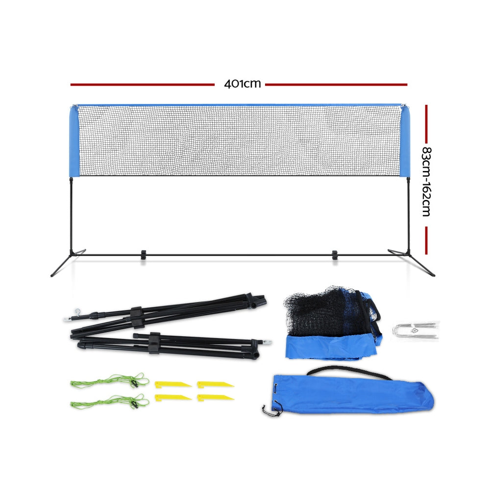 Everfit 4m portable sports net with adjustable black steel frame and PE mesh for outdoor games — view 2