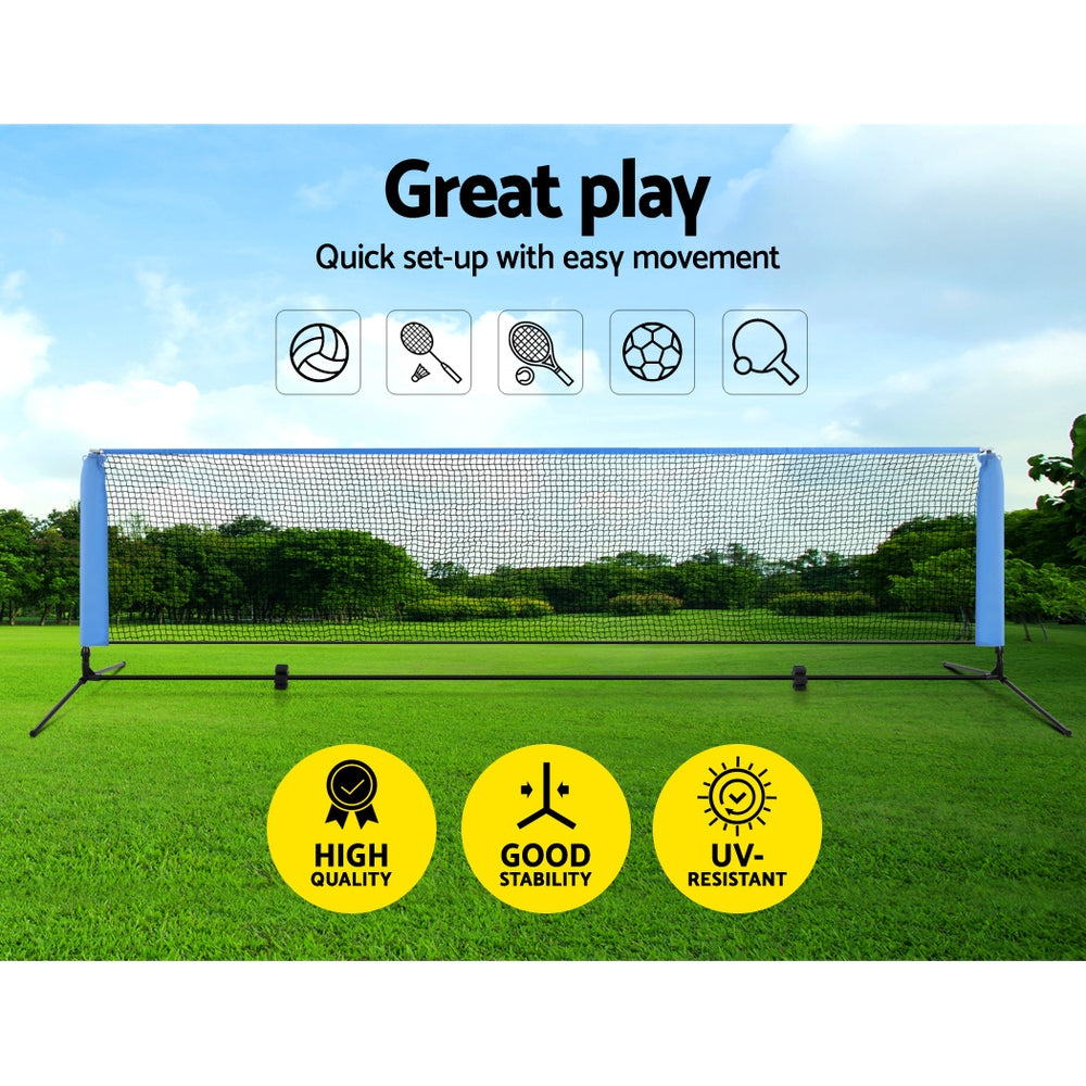 Everfit 4m portable sports net with adjustable black steel frame and PE mesh for outdoor games — view 3