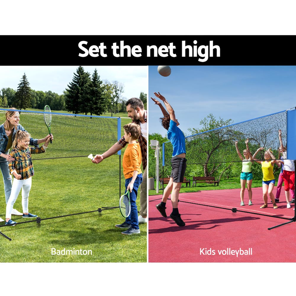 Everfit 4m portable sports net with adjustable black steel frame and PE mesh for outdoor games — view 5