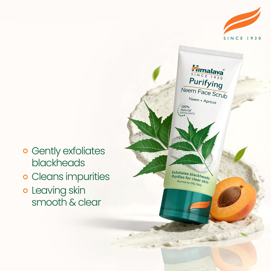 Himalaya purifying neem face scrub 75ml tube for oily acne prone skin care — view 2