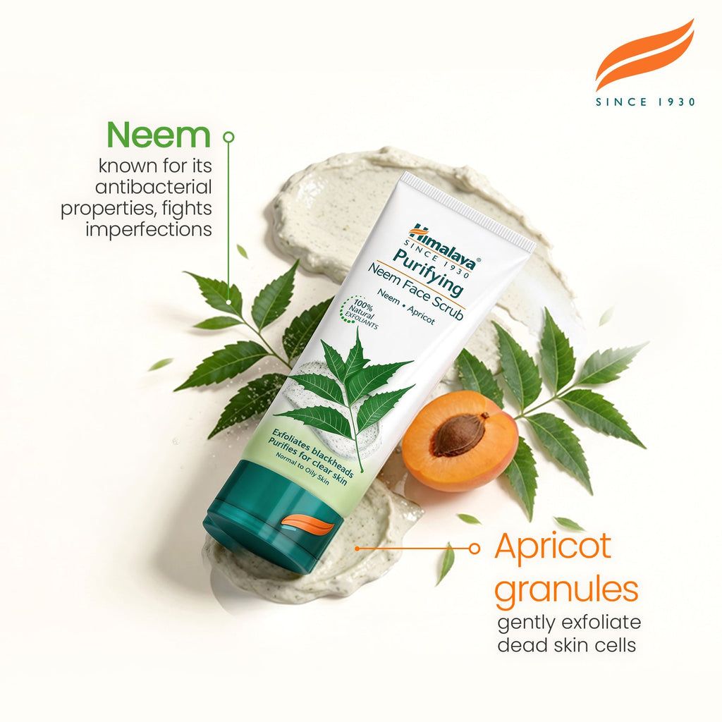 Himalaya purifying neem face scrub 75ml tube for oily acne prone skin care — view 3