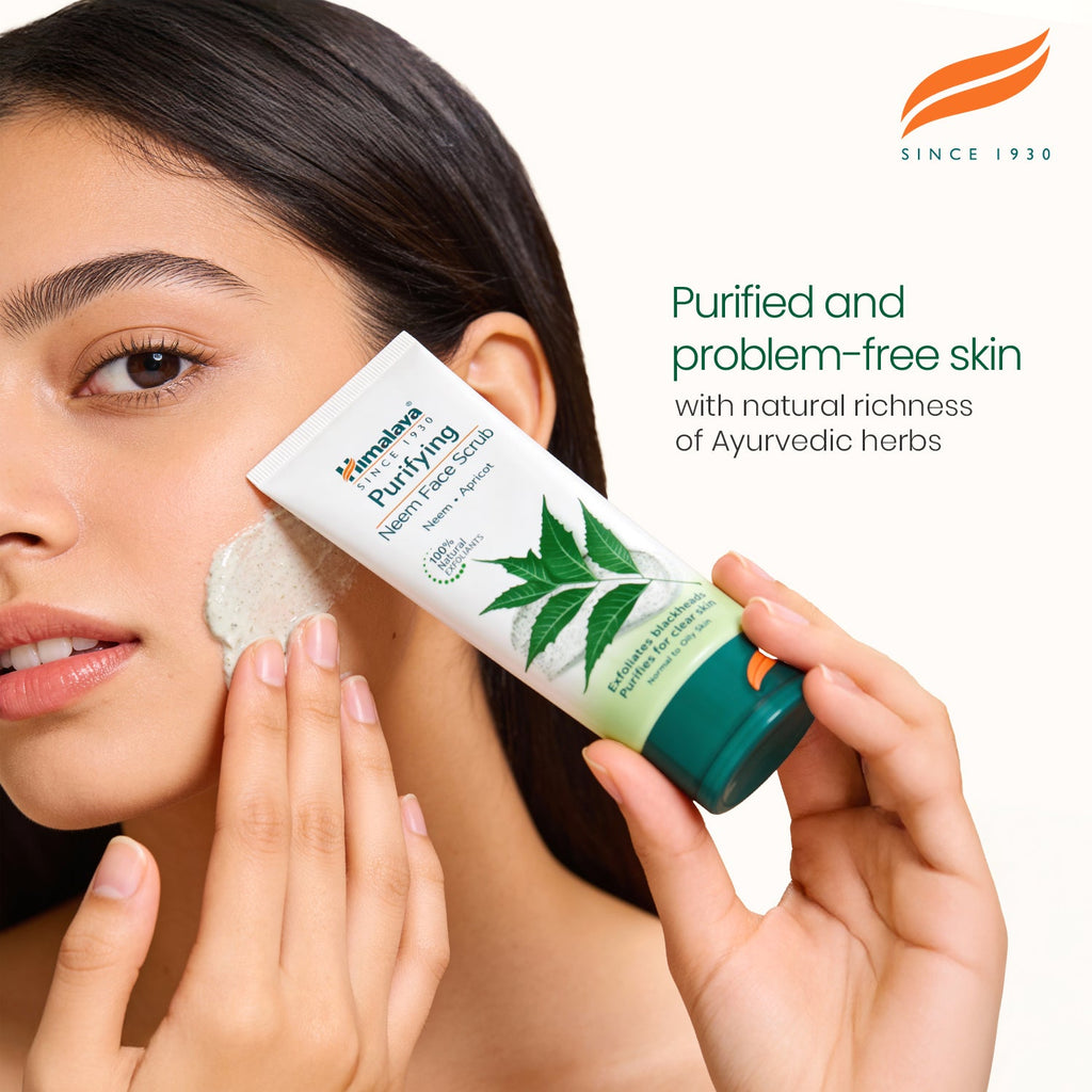 Himalaya purifying neem face scrub 75ml tube for oily acne prone skin care — view 5