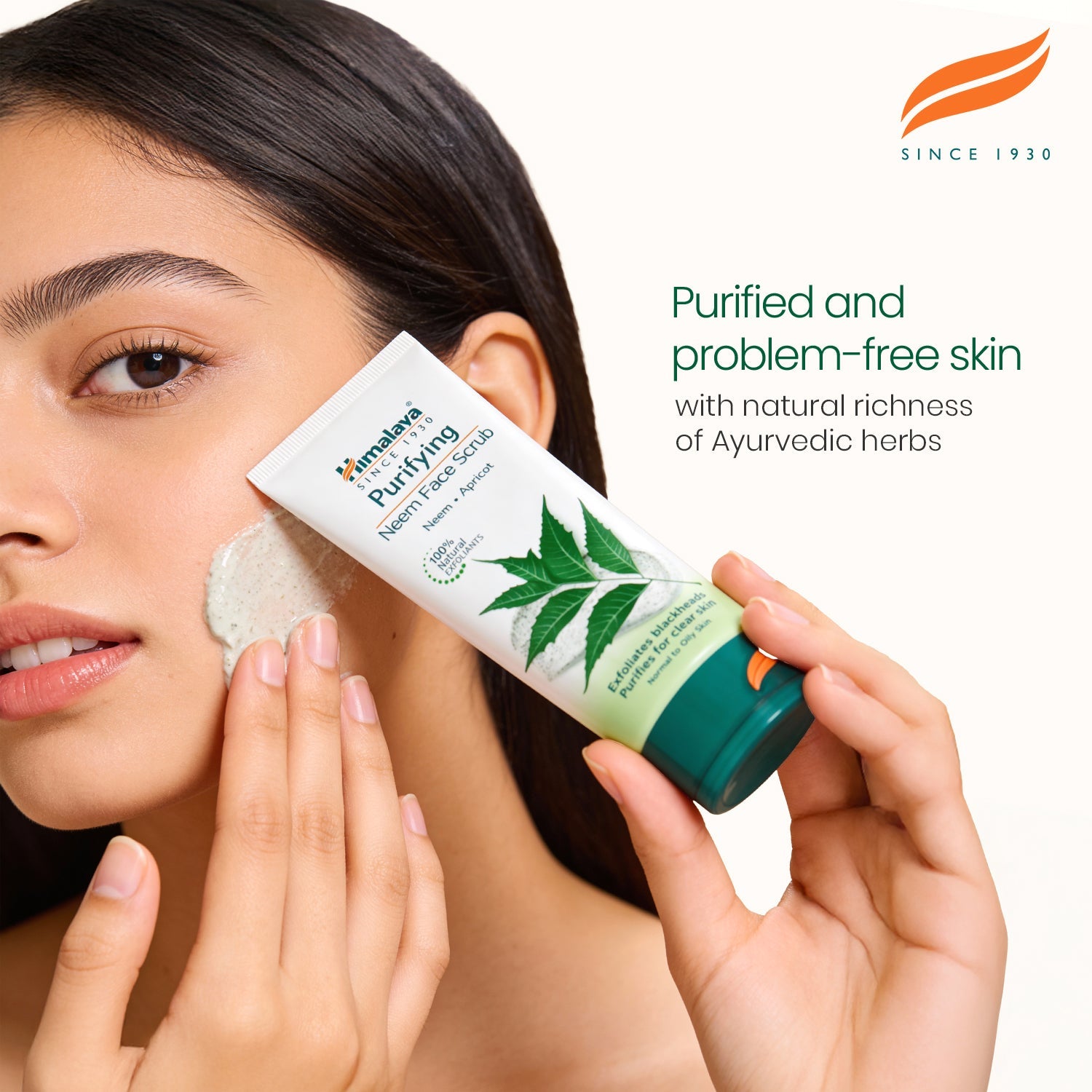 Himalaya purifying neem face scrub 75ml tube for oily acne prone skin care — view 5